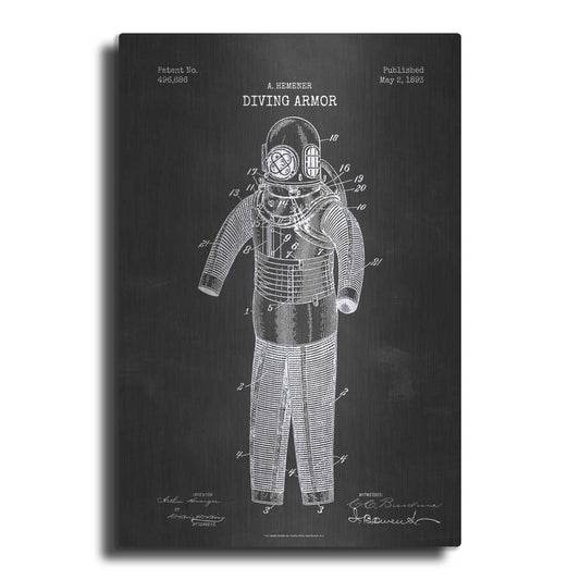 Luxe Metal Art 'Diving Armor Blueprint Chalkboard Patent' Metal Wall Art
