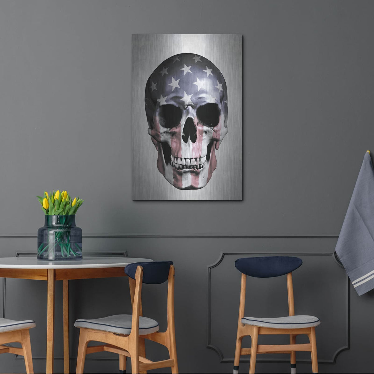 'American Skull-Grey' by Nicklas Gustafsson – Metal Wall Art, 24x36 room view