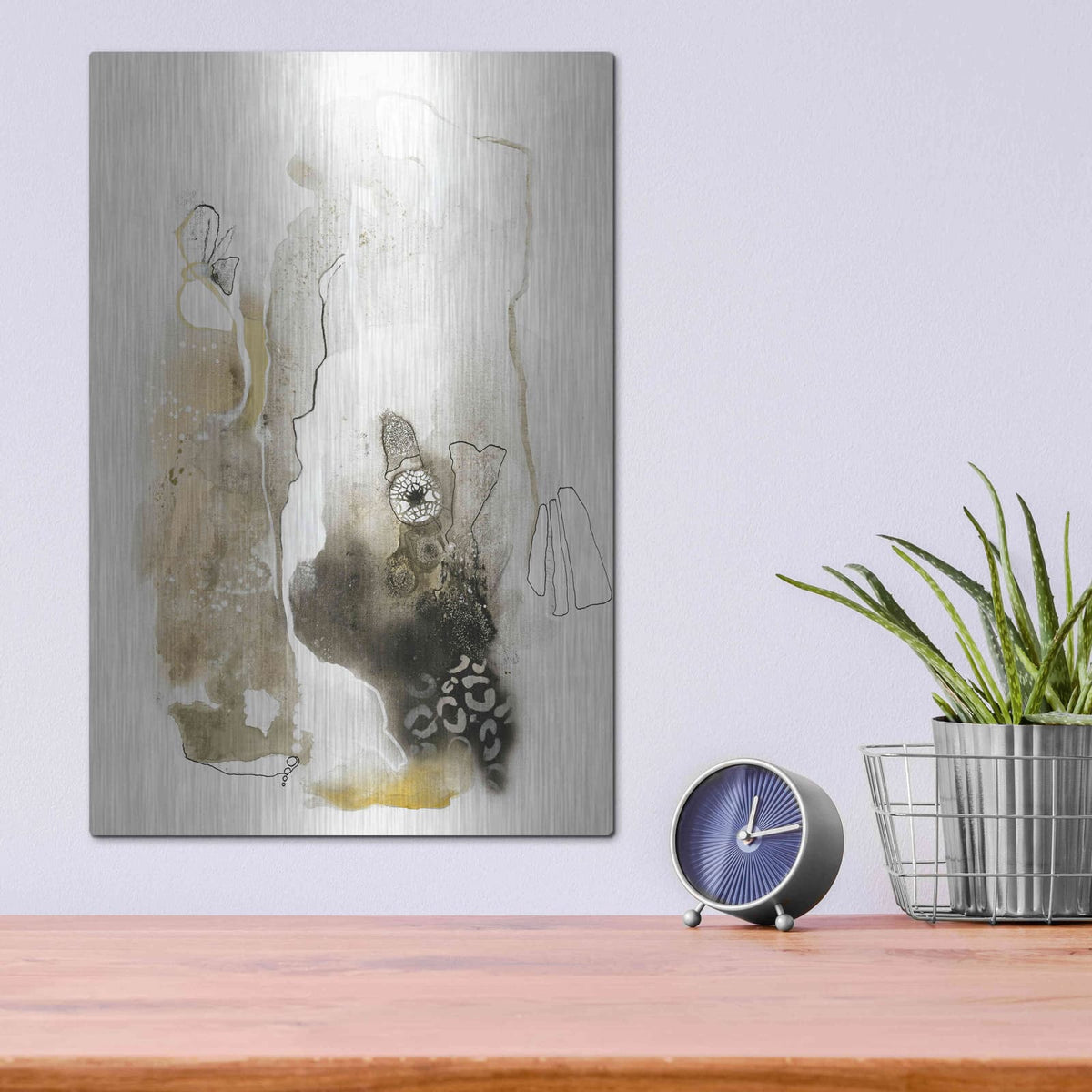 'Aqua Sketch 1' by Design Fabrikken – Metal Wall Art, 12x16 room view