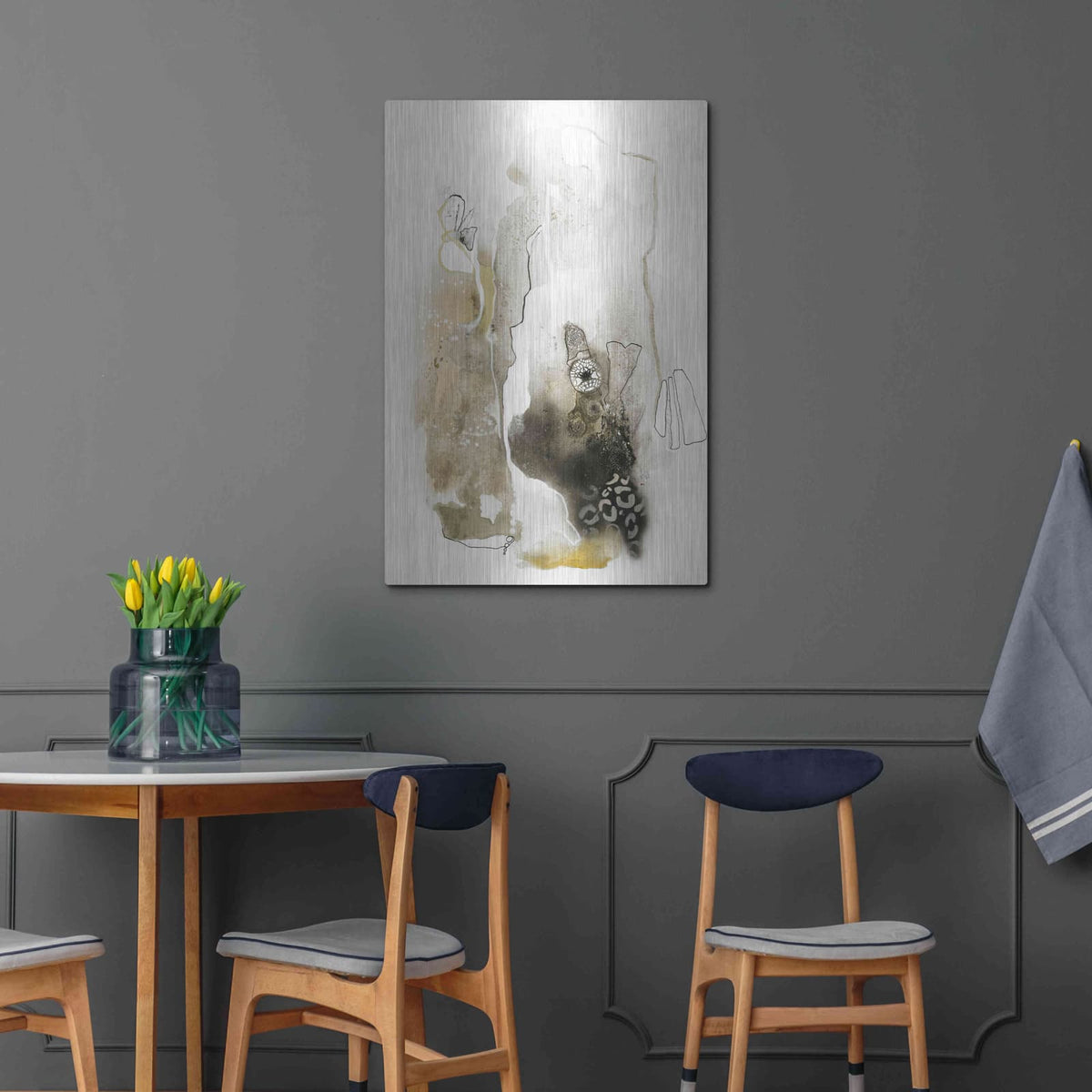 'Aqua Sketch 1' by Design Fabrikken – Metal Wall Art, 24x36 room view
