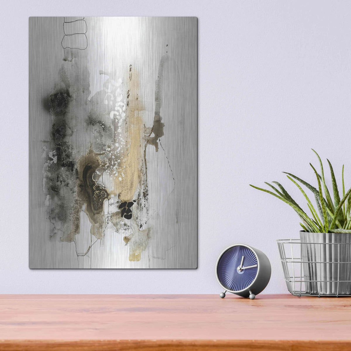 'Aqua Sketch 2' by Design Fabrikken – Metal Wall Art, 12x16 room view