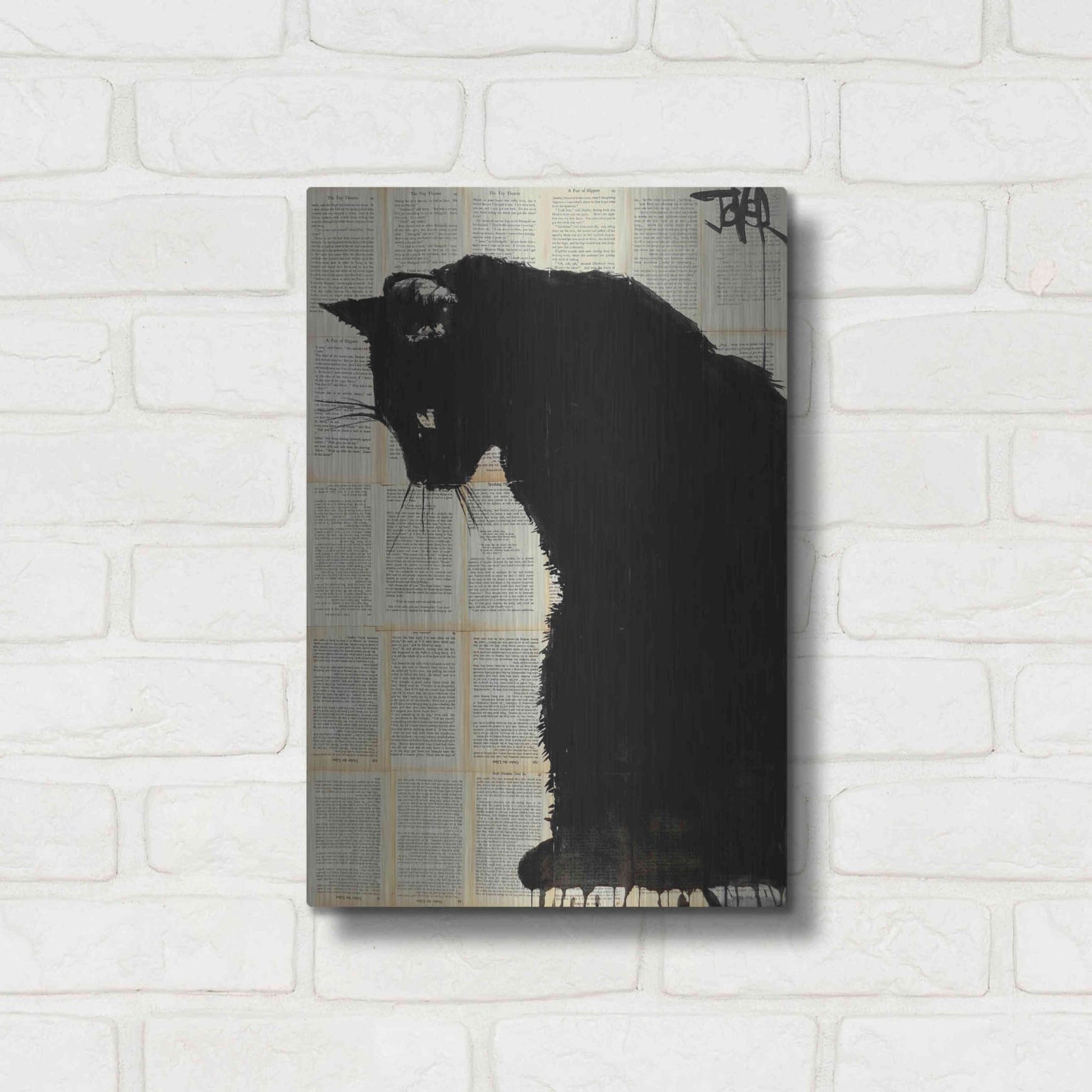 Luxe Metal Art 'Cat Black' by Loui Jover, Metal Wall Art,12x16