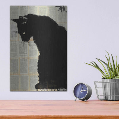 Luxe Metal Art 'Cat Black' by Loui Jover, Metal Wall Art,12x16