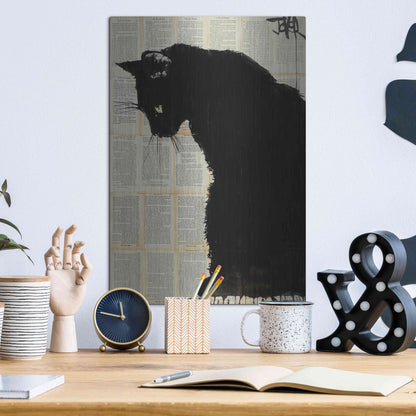 Luxe Metal Art 'Cat Black' by Loui Jover, Metal Wall Art,12x16