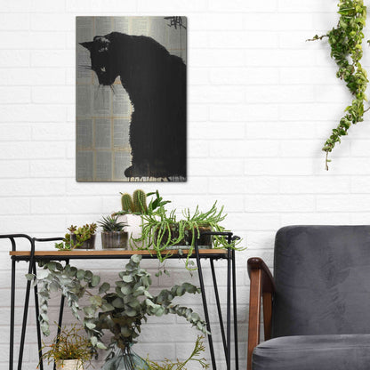 Luxe Metal Art 'Cat Black' by Loui Jover, Metal Wall Art,12x16