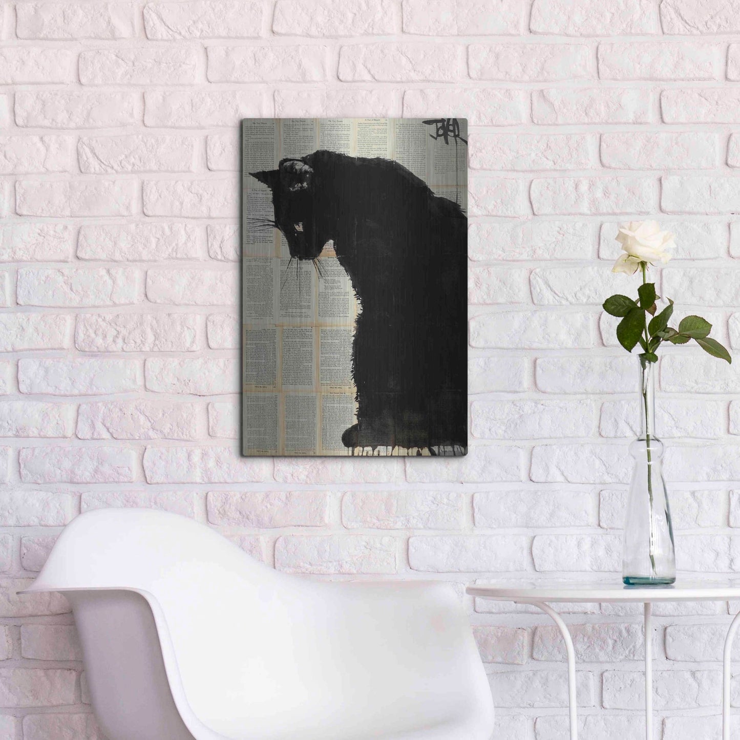 Luxe Metal Art 'Cat Black' by Loui Jover, Metal Wall Art,16x24
