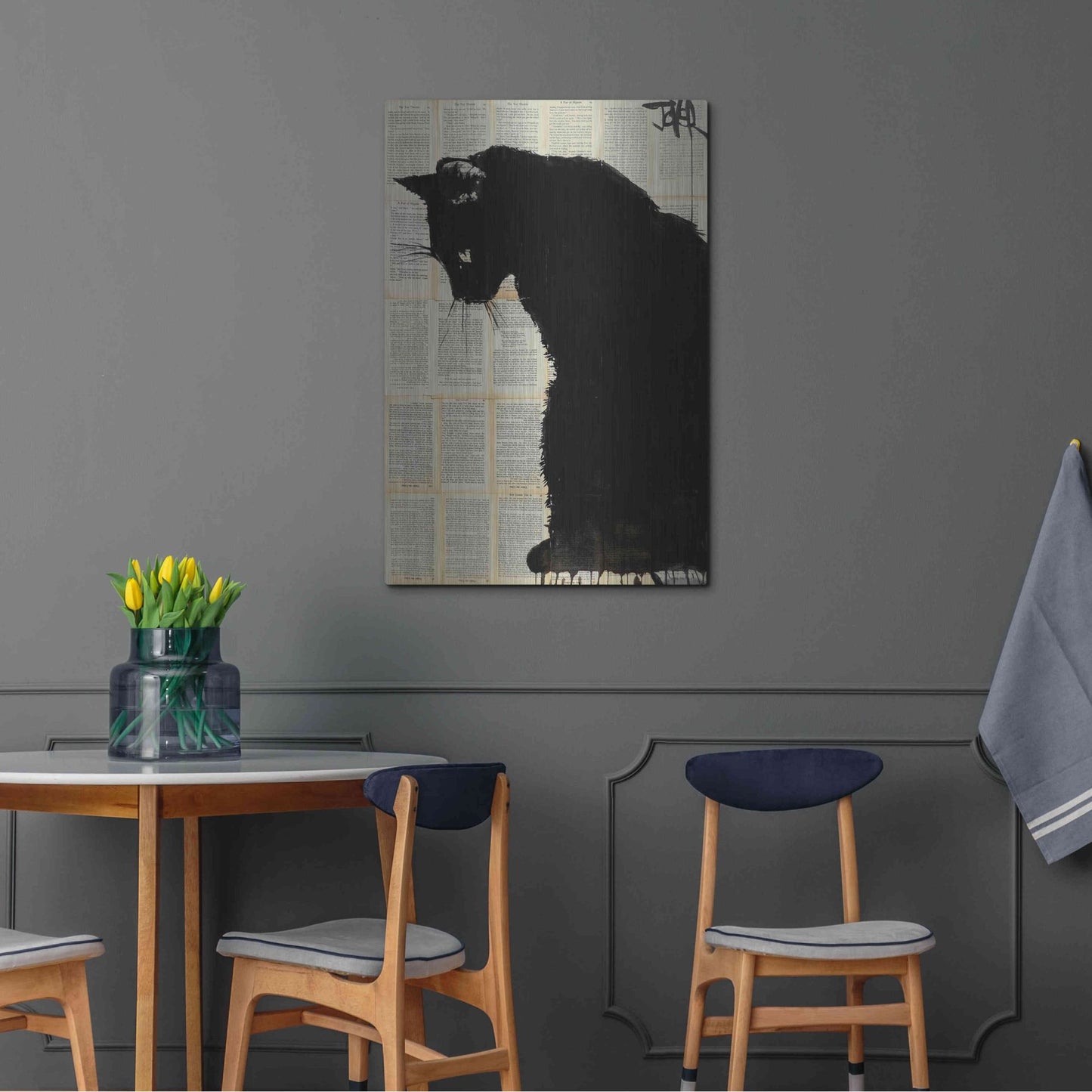 Luxe Metal Art 'Cat Black' by Loui Jover, Metal Wall Art,24x36