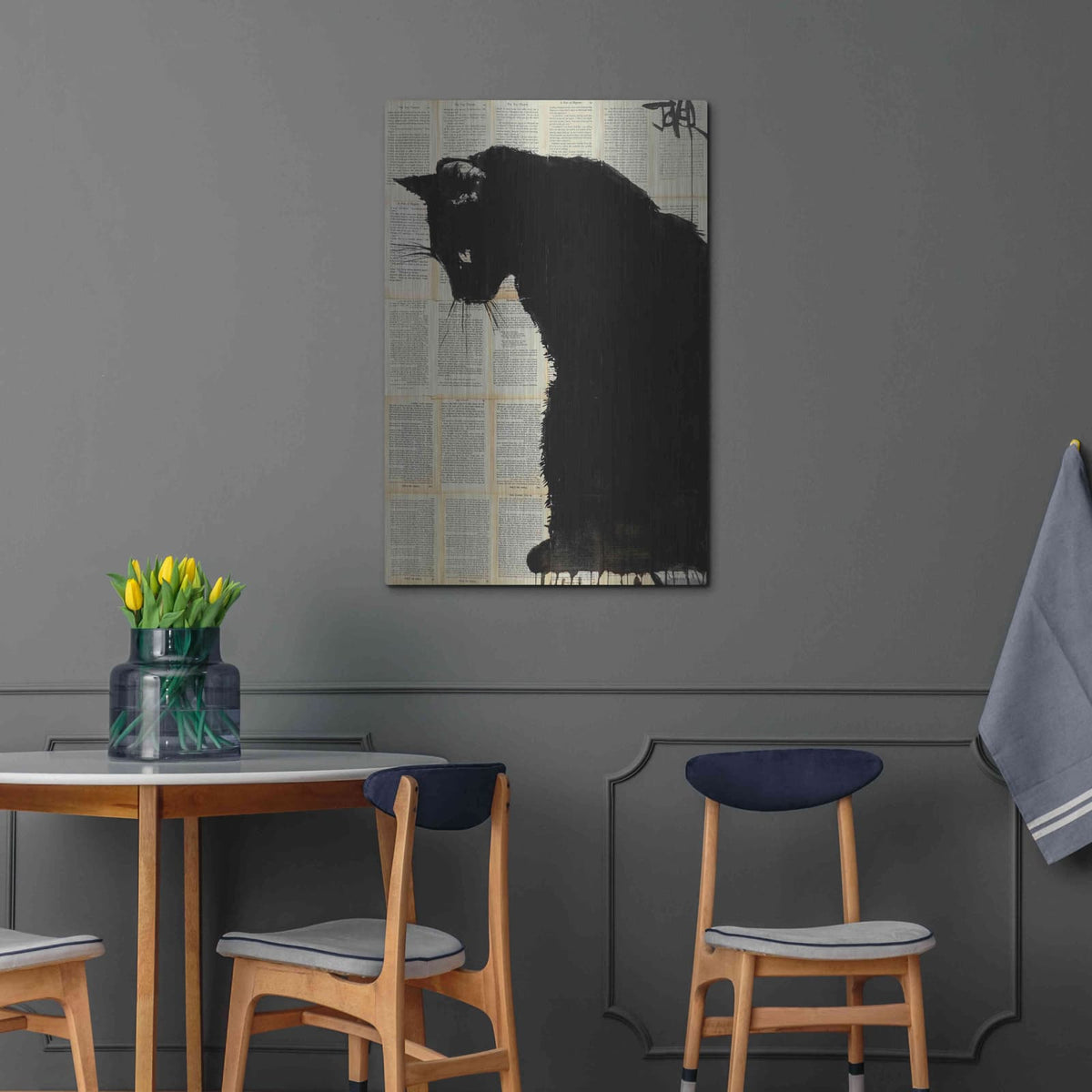 'Cat Black' by Loui Jover – Metal Wall Art, 24x36 room view