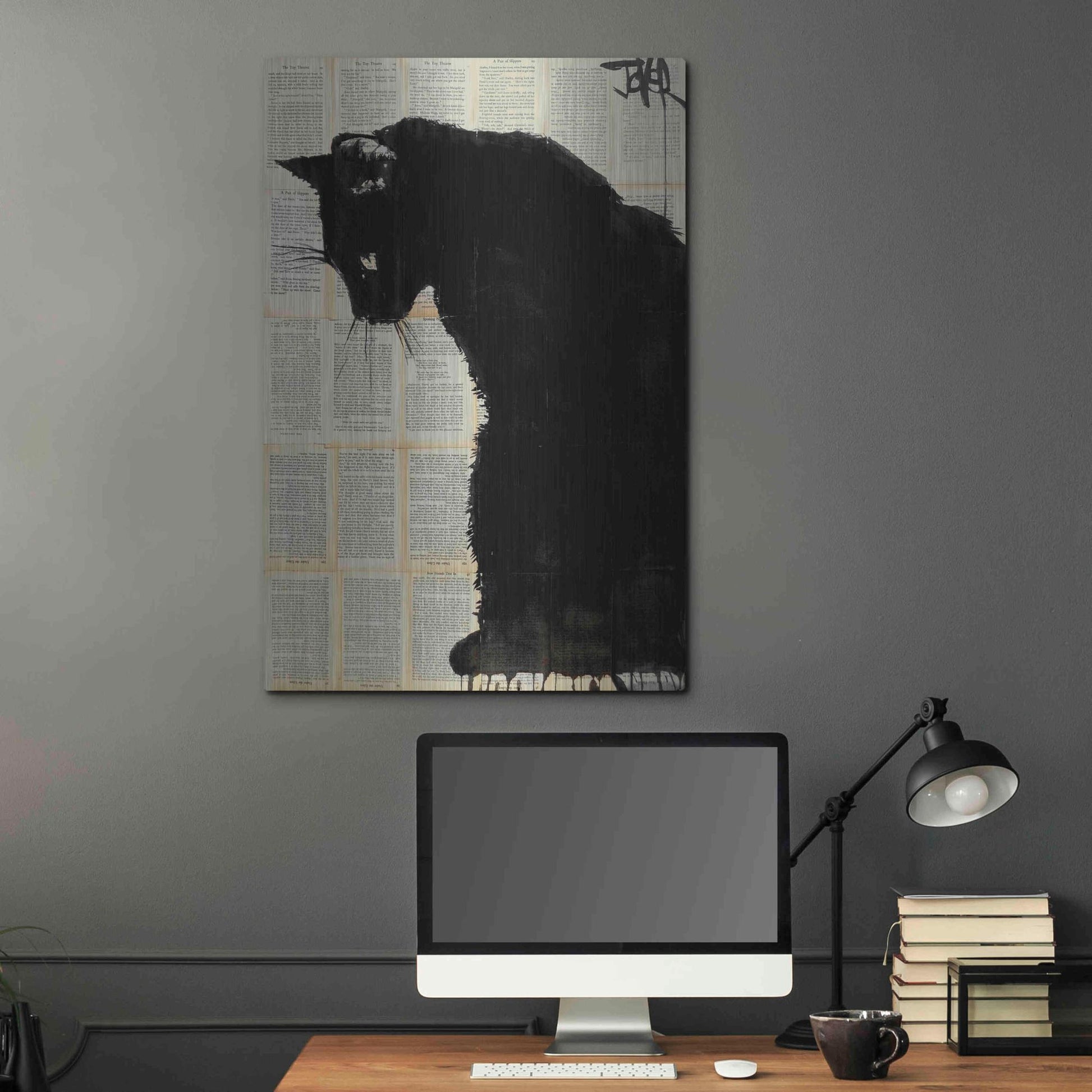 Luxe Metal Art 'Cat Black' by Loui Jover, Metal Wall Art,24x36