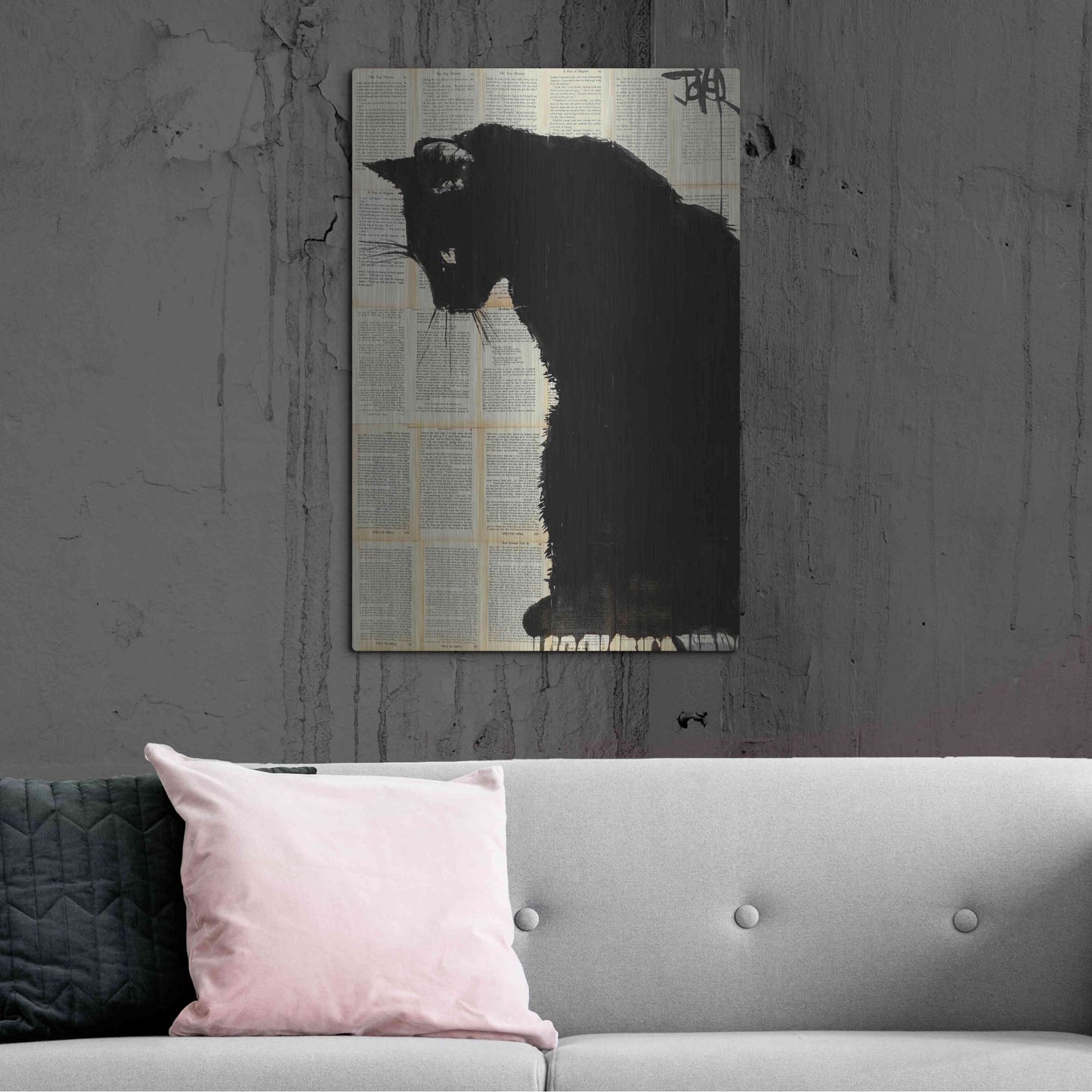 Luxe Metal Art 'Cat Black' by Loui Jover, Metal Wall Art,24x36