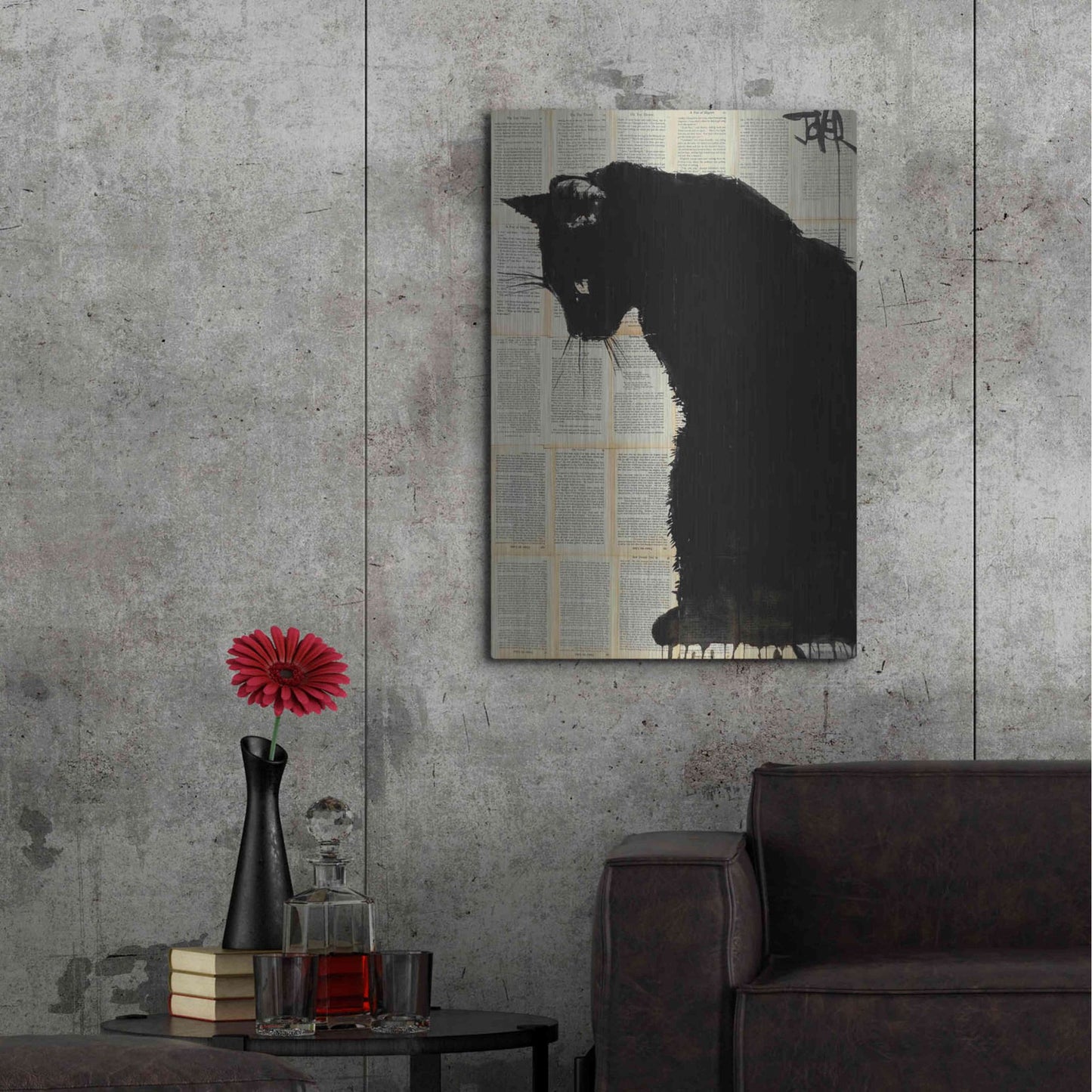 Luxe Metal Art 'Cat Black' by Loui Jover, Metal Wall Art,24x36