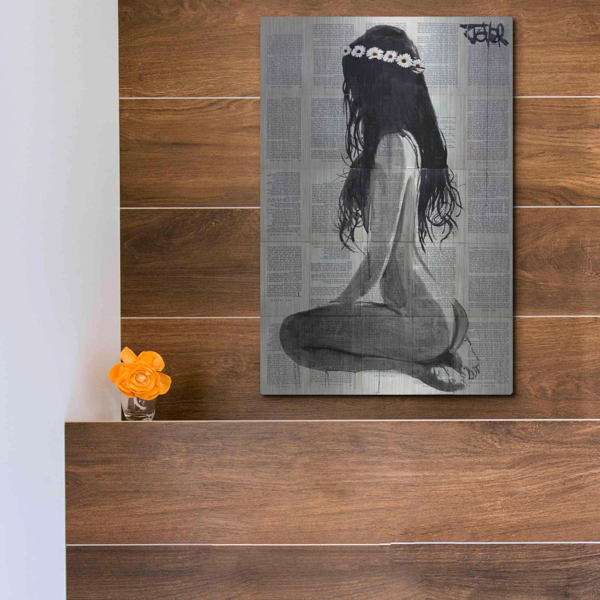 Luxe Metal Art 'Daisy Chain' by Loui Jover, Metal Wall Art,12x16