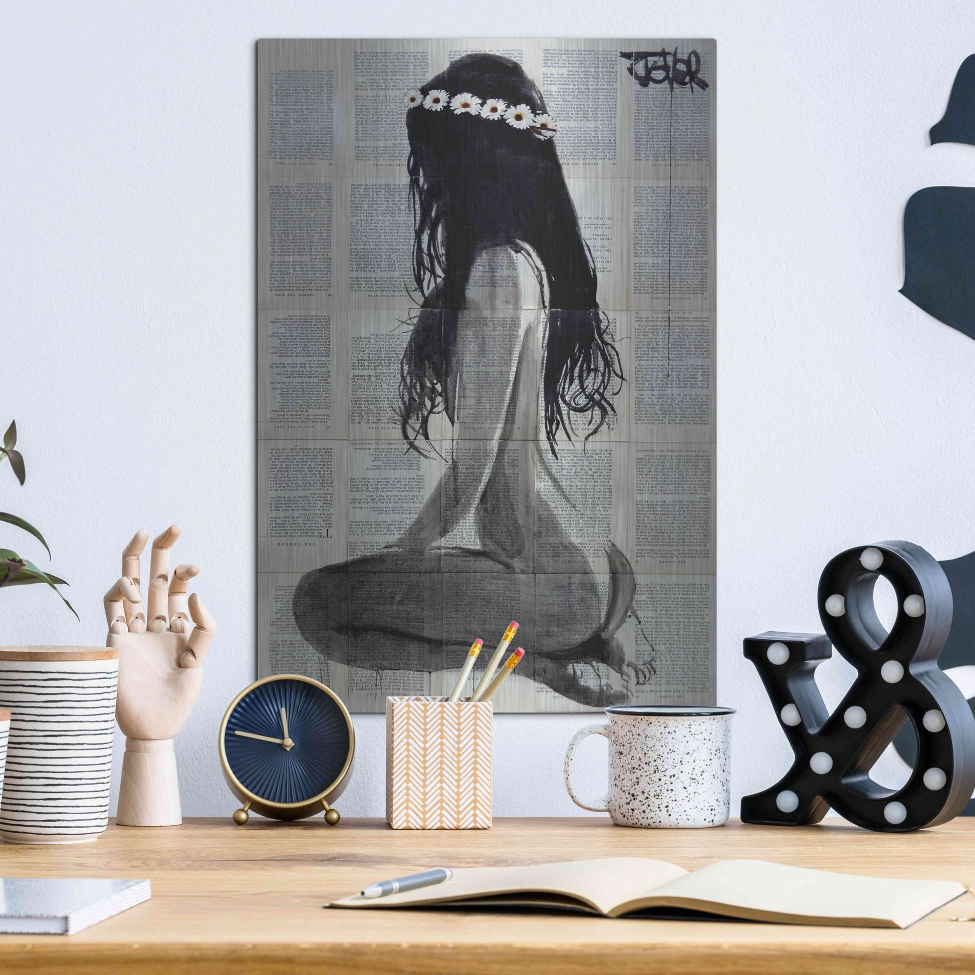 Luxe Metal Art 'Daisy Chain' by Loui Jover, Metal Wall Art,12x16