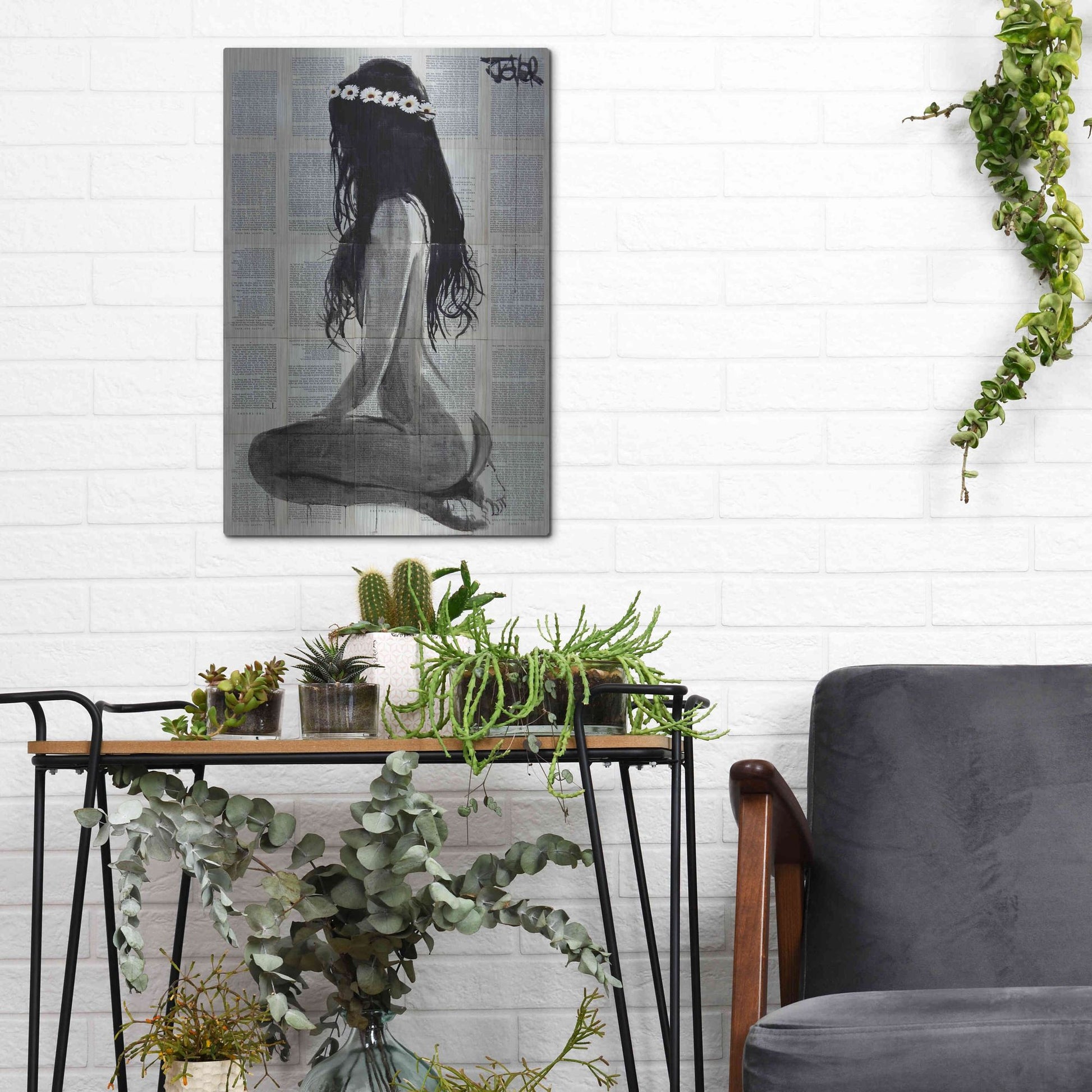 Luxe Metal Art 'Daisy Chain' by Loui Jover, Metal Wall Art,12x16