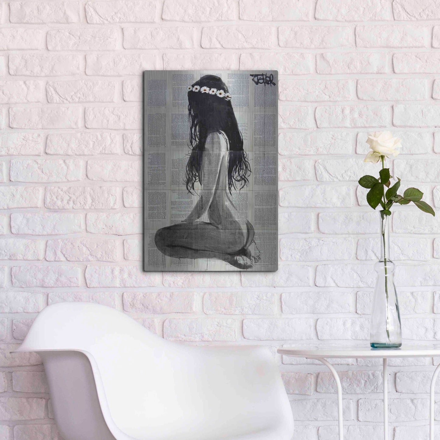 Luxe Metal Art 'Daisy Chain' by Loui Jover, Metal Wall Art,16x24