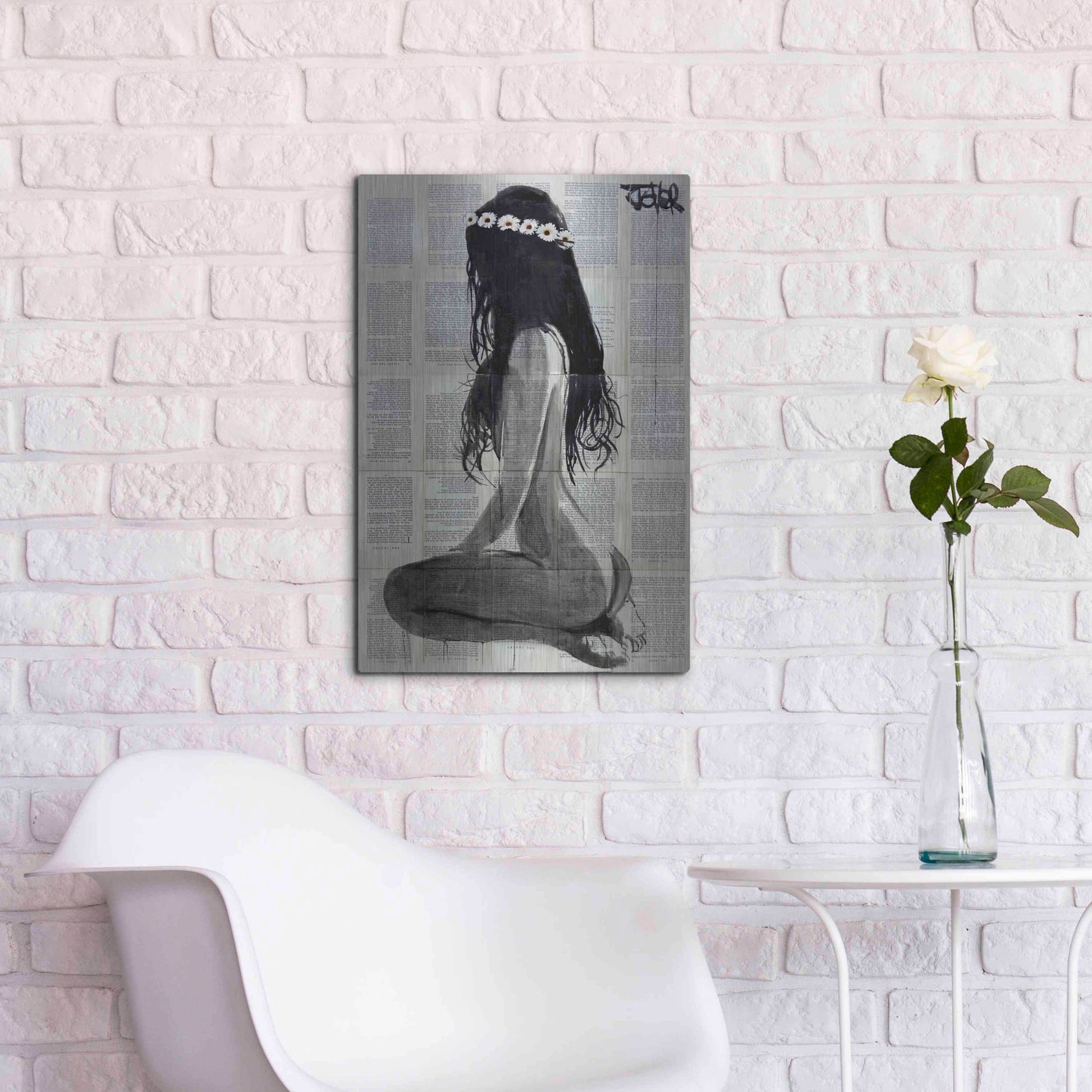 Luxe Metal Art 'Daisy Chain' by Loui Jover, Metal Wall Art,16x24
