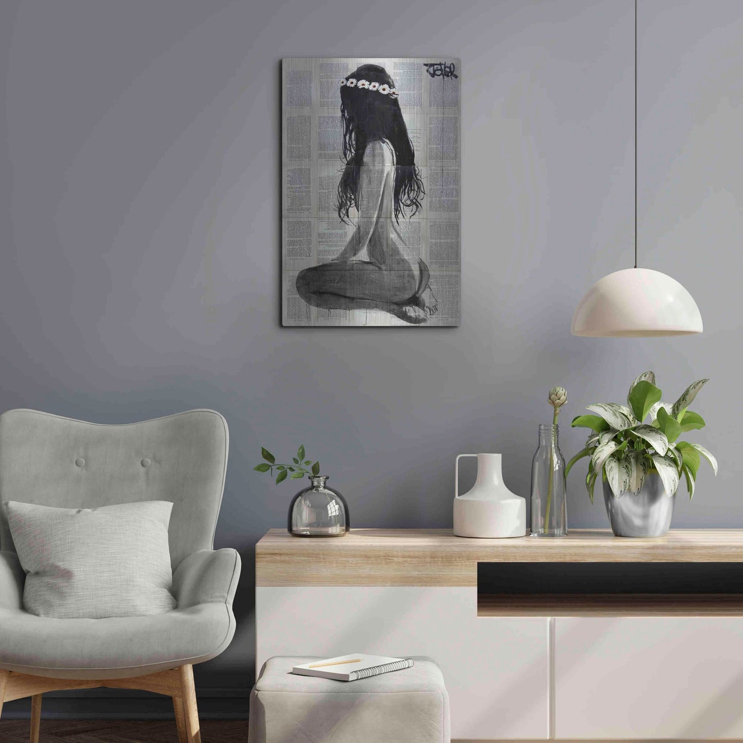 Luxe Metal Art 'Daisy Chain' by Loui Jover, Metal Wall Art,16x24
