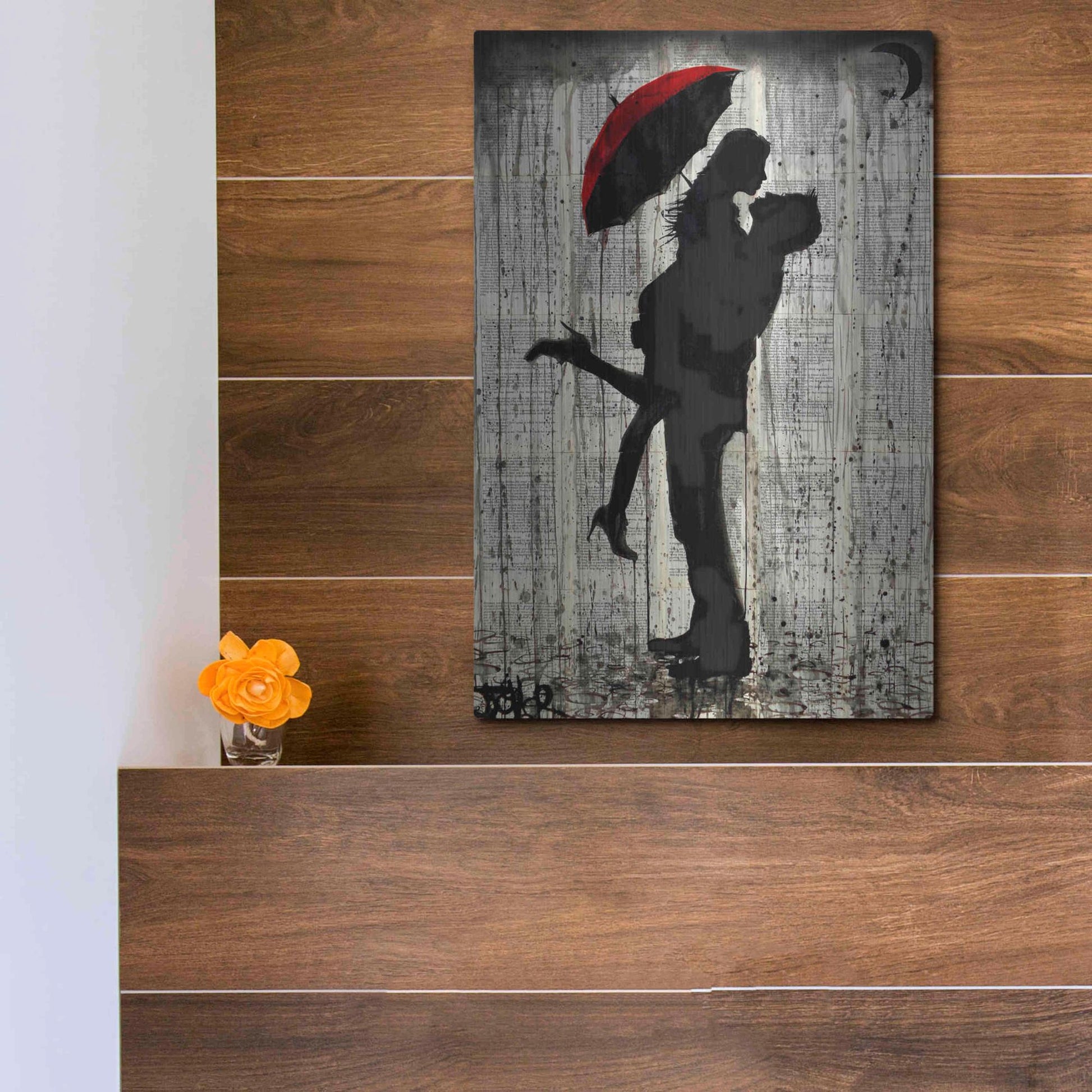 Luxe Metal Art 'Love and Rain' by Loui Jover, Metal Wall Art,12x16