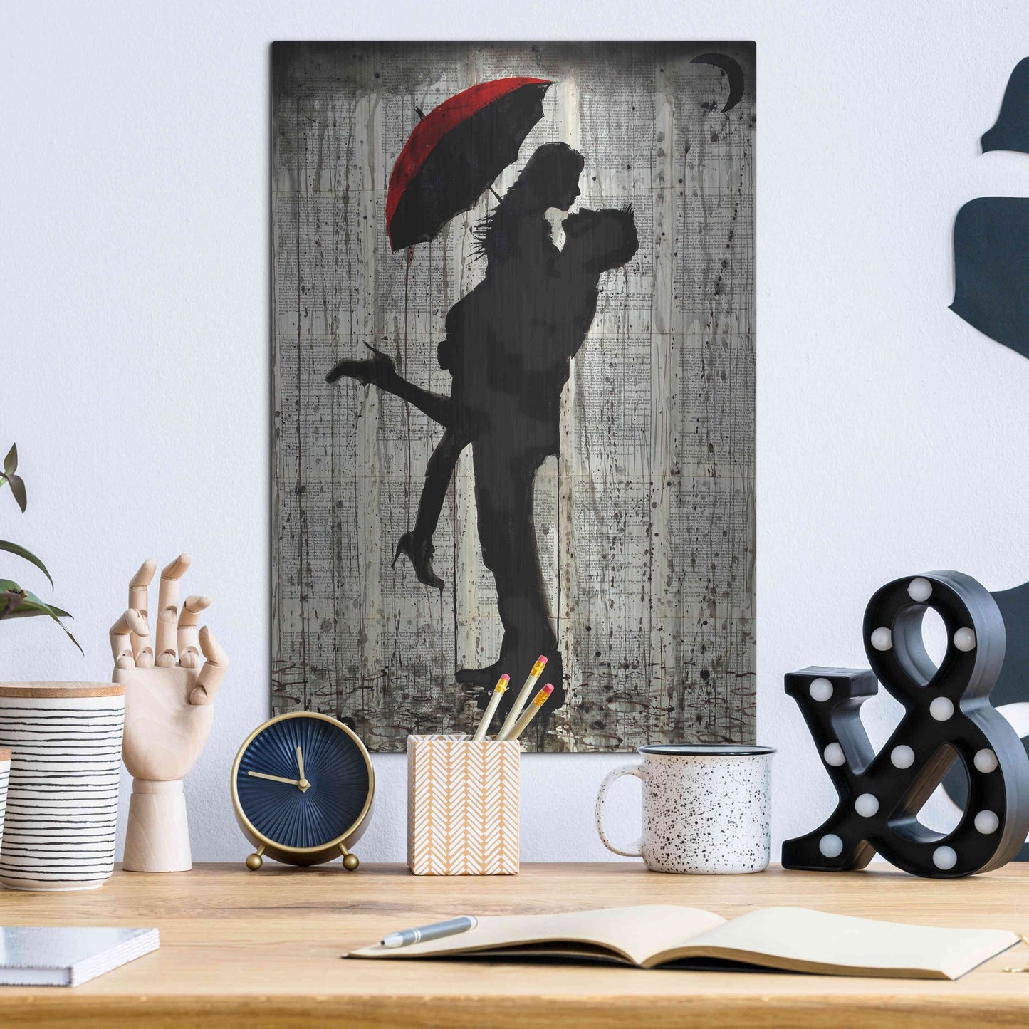 Luxe Metal Art 'Love and Rain' by Loui Jover, Metal Wall Art,12x16