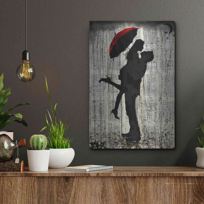 Luxe Metal Art 'Love and Rain' by Loui Jover, Metal Wall Art,12x16