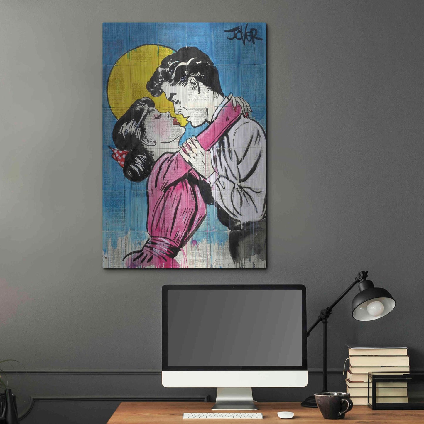 Luxe Metal Art 'Love Moon Pop' by Loui Jover, Metal Wall Art,24x36