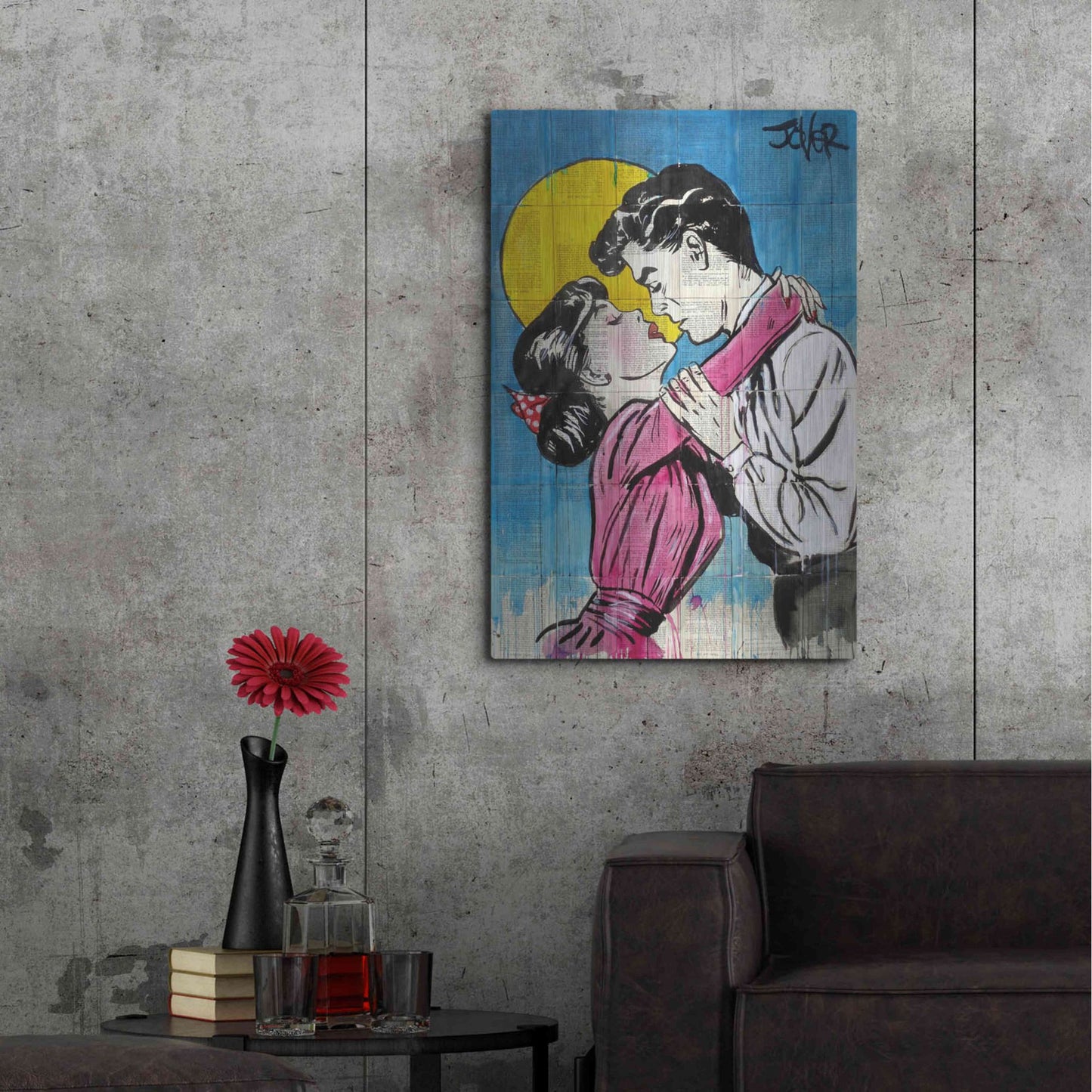 Luxe Metal Art 'Love Moon Pop' by Loui Jover, Metal Wall Art,24x36