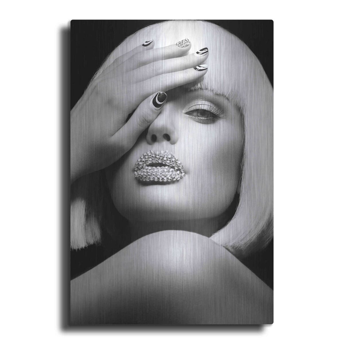 'Diamond Lips BW' by Design Fabrikken – Metal Wall Art