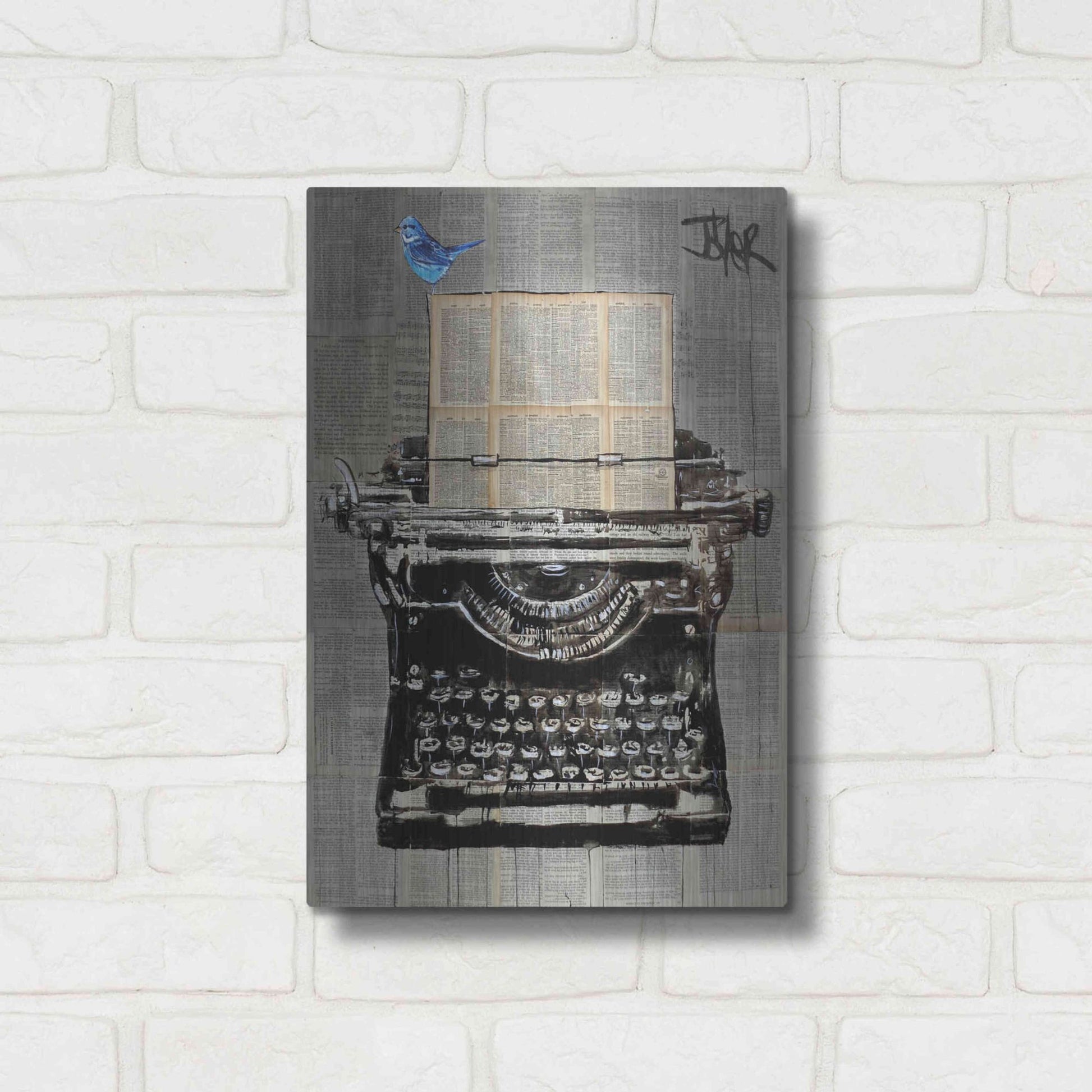Luxe Metal Art 'The Writer' by Loui Jover, Metal Wall Art,12x16