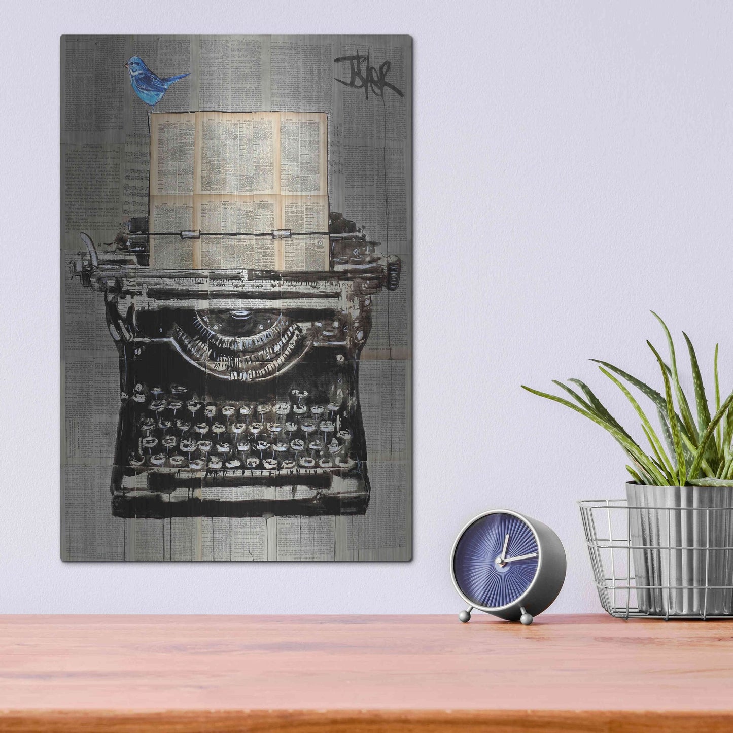 Luxe Metal Art 'The Writer' by Loui Jover, Metal Wall Art,12x16