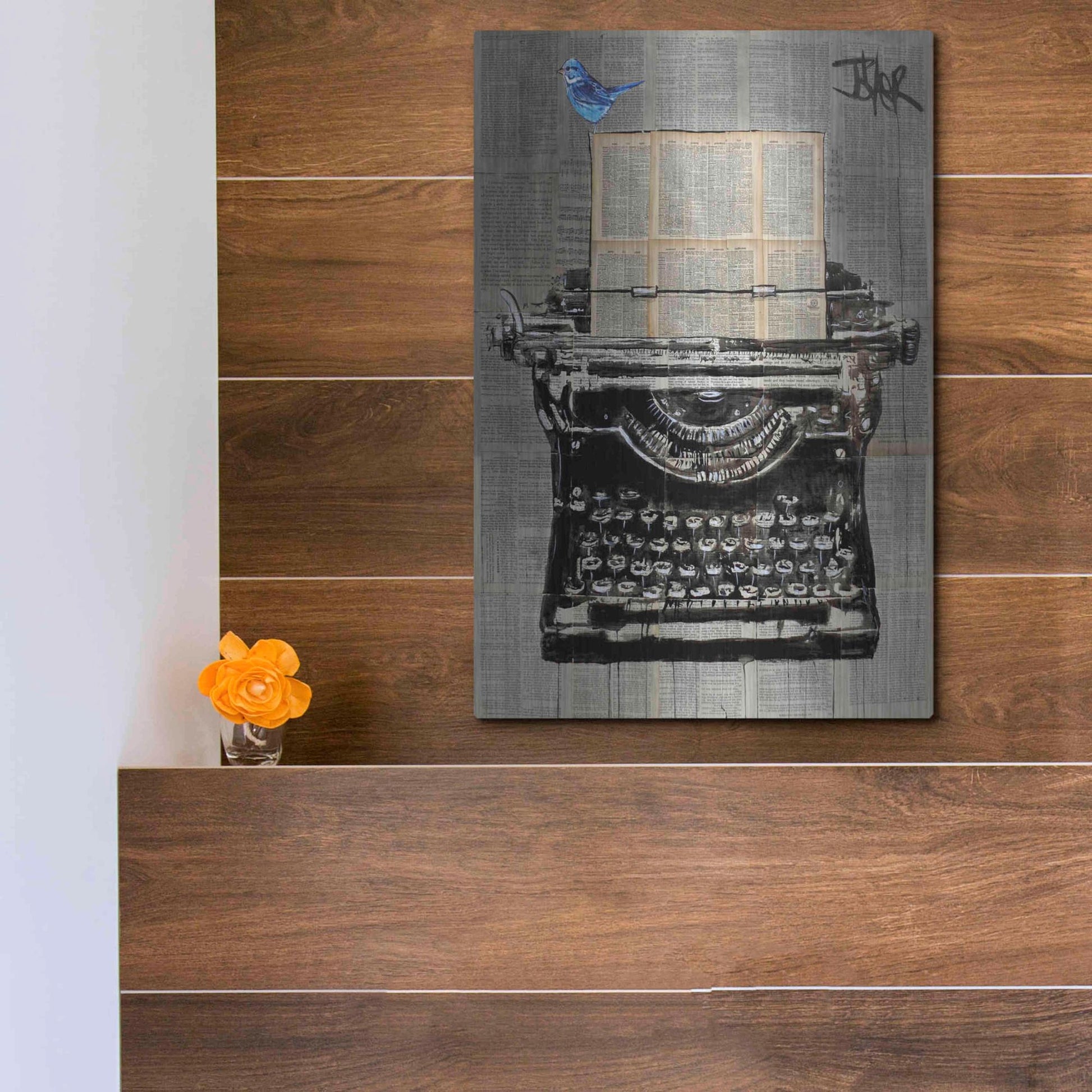 Luxe Metal Art 'The Writer' by Loui Jover, Metal Wall Art,12x16