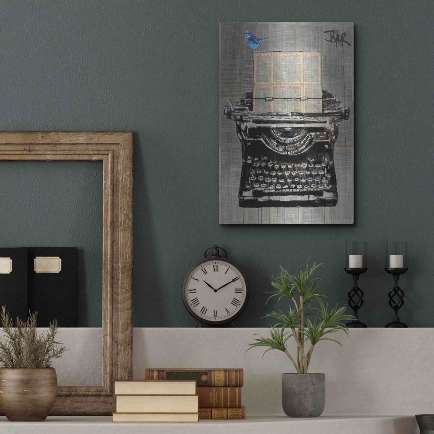 Luxe Metal Art 'The Writer' by Loui Jover, Metal Wall Art,12x16