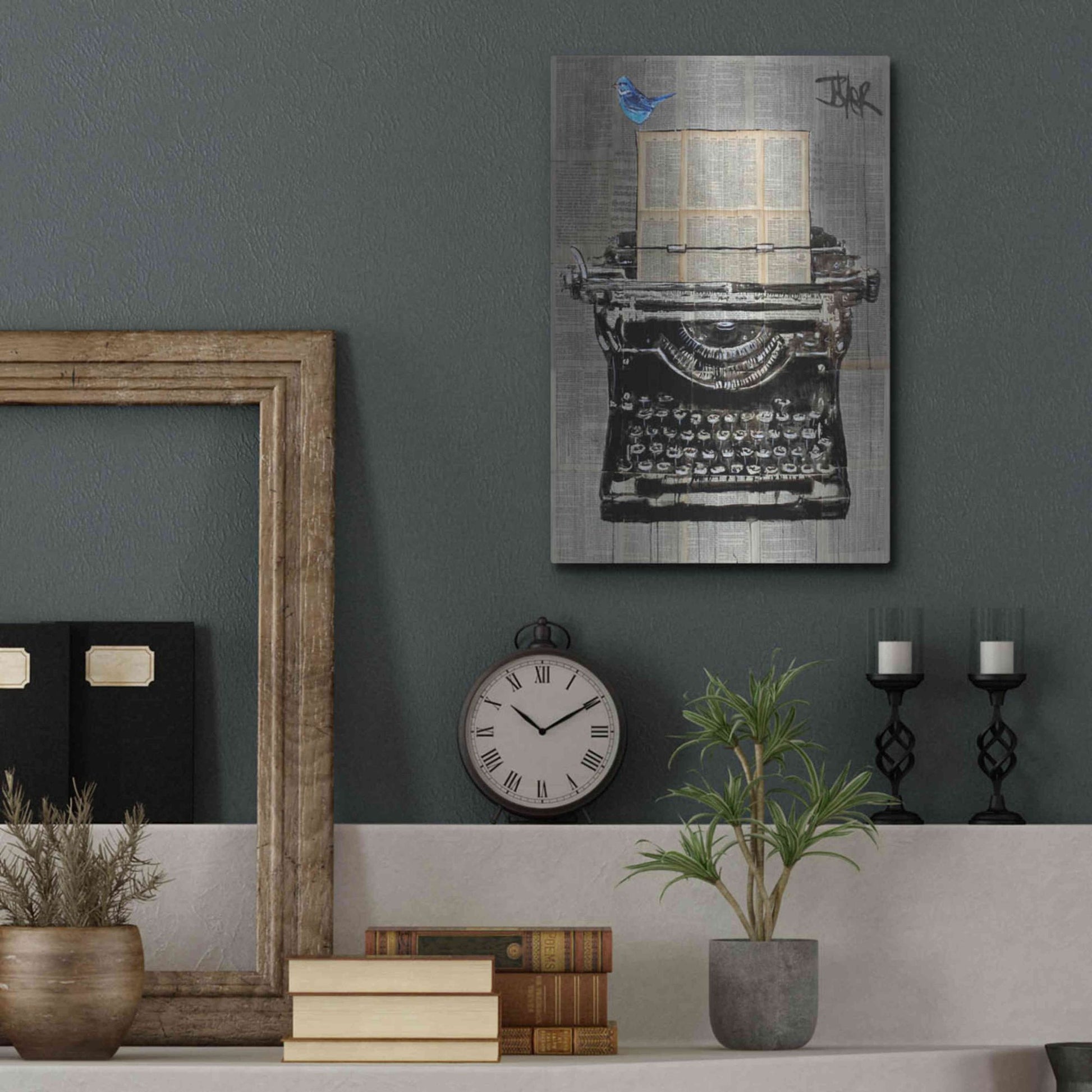 Luxe Metal Art 'The Writer' by Loui Jover, Metal Wall Art,12x16