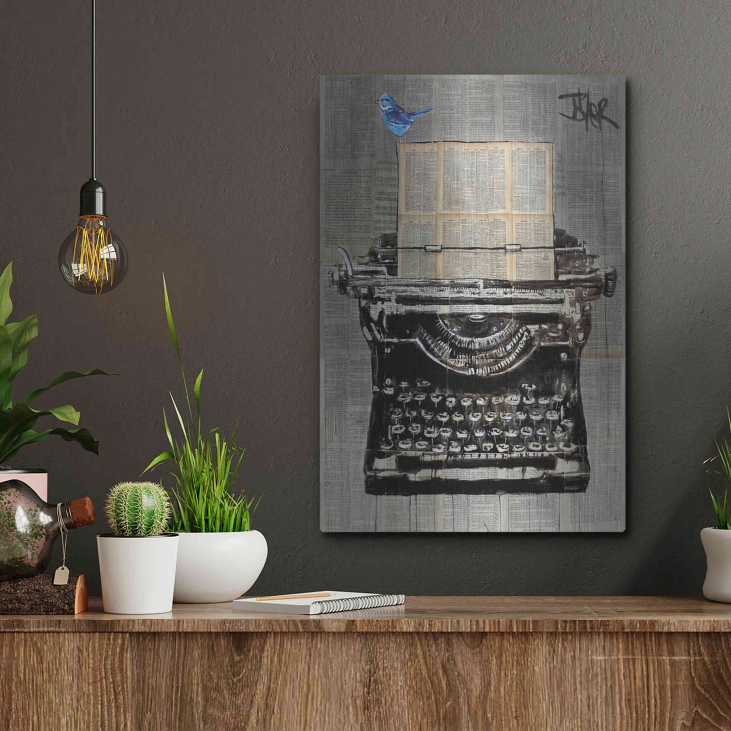 Luxe Metal Art 'The Writer' by Loui Jover, Metal Wall Art,12x16