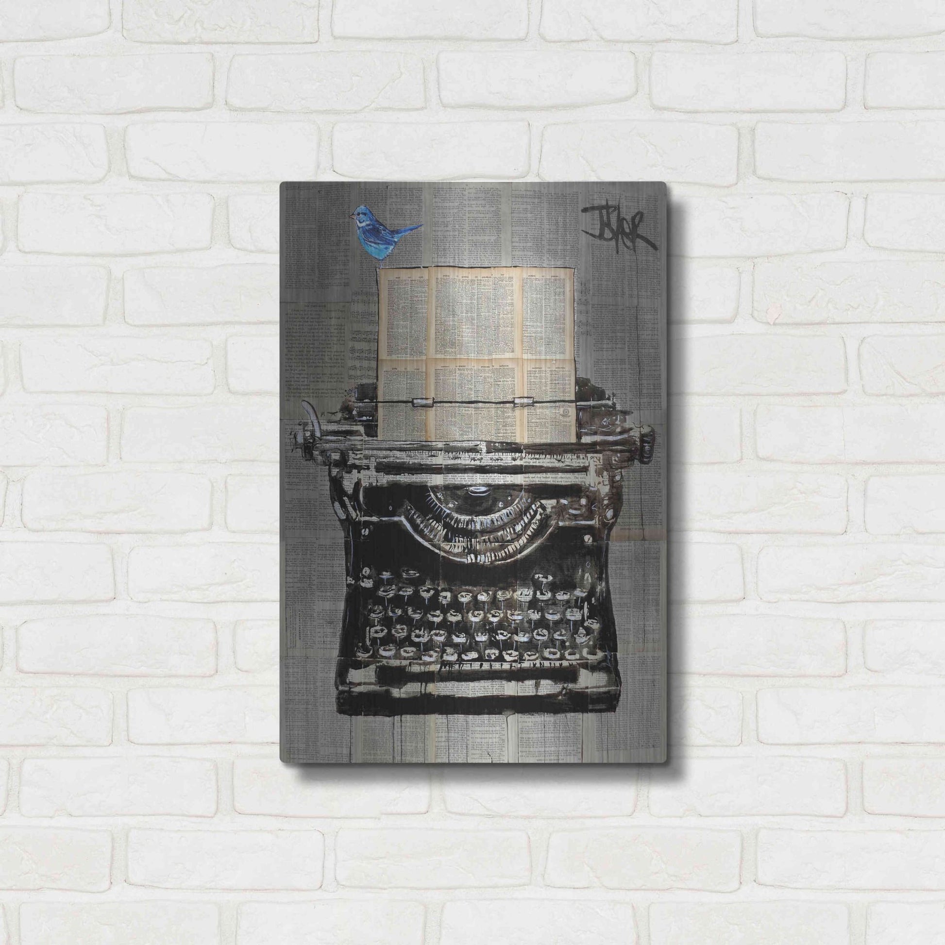 Luxe Metal Art 'The Writer' by Loui Jover, Metal Wall Art,16x24
