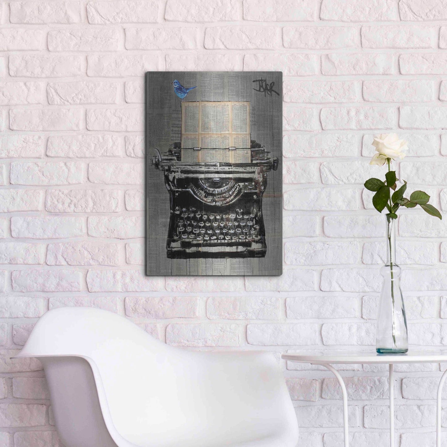 Luxe Metal Art 'The Writer' by Loui Jover, Metal Wall Art,16x24