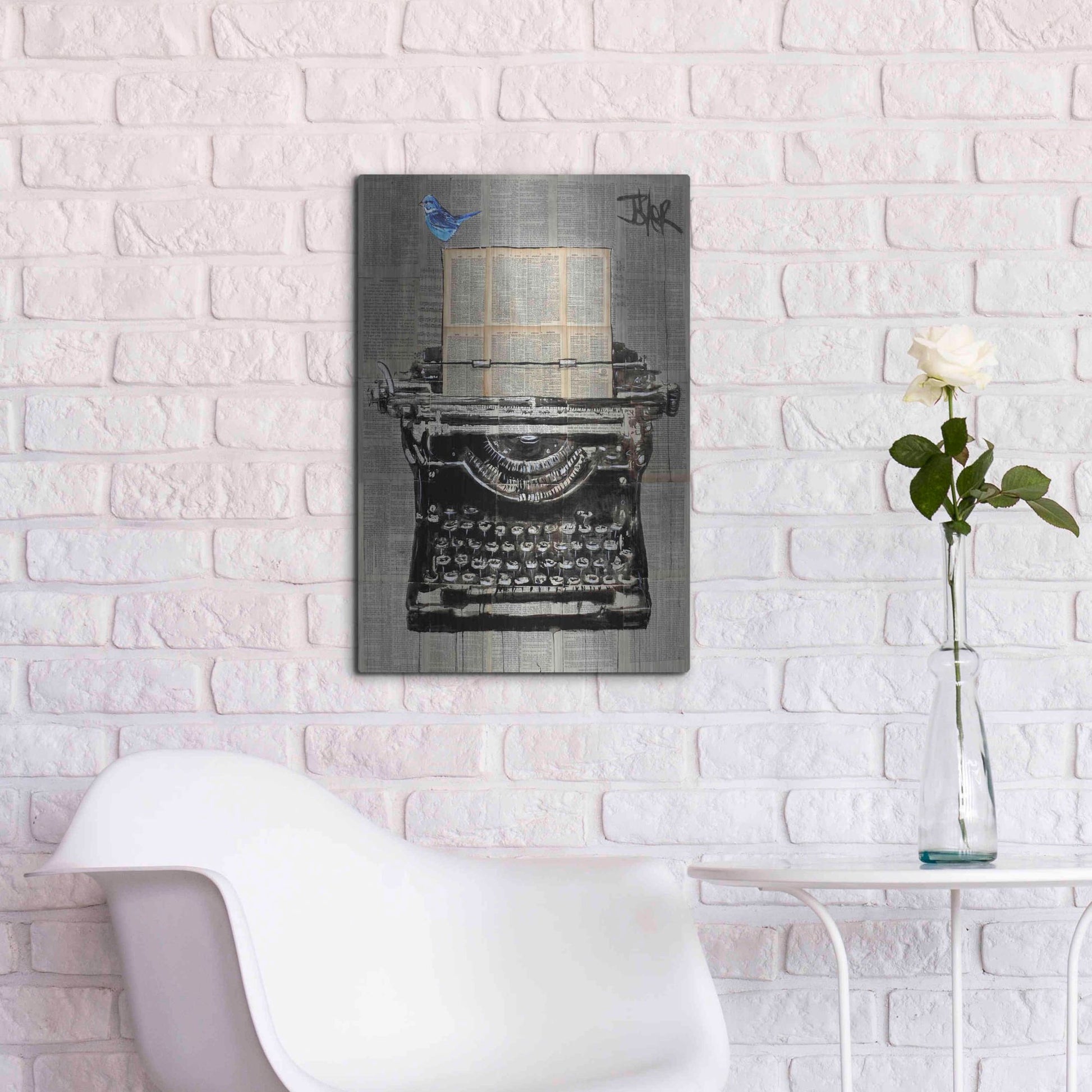 Luxe Metal Art 'The Writer' by Loui Jover, Metal Wall Art,16x24