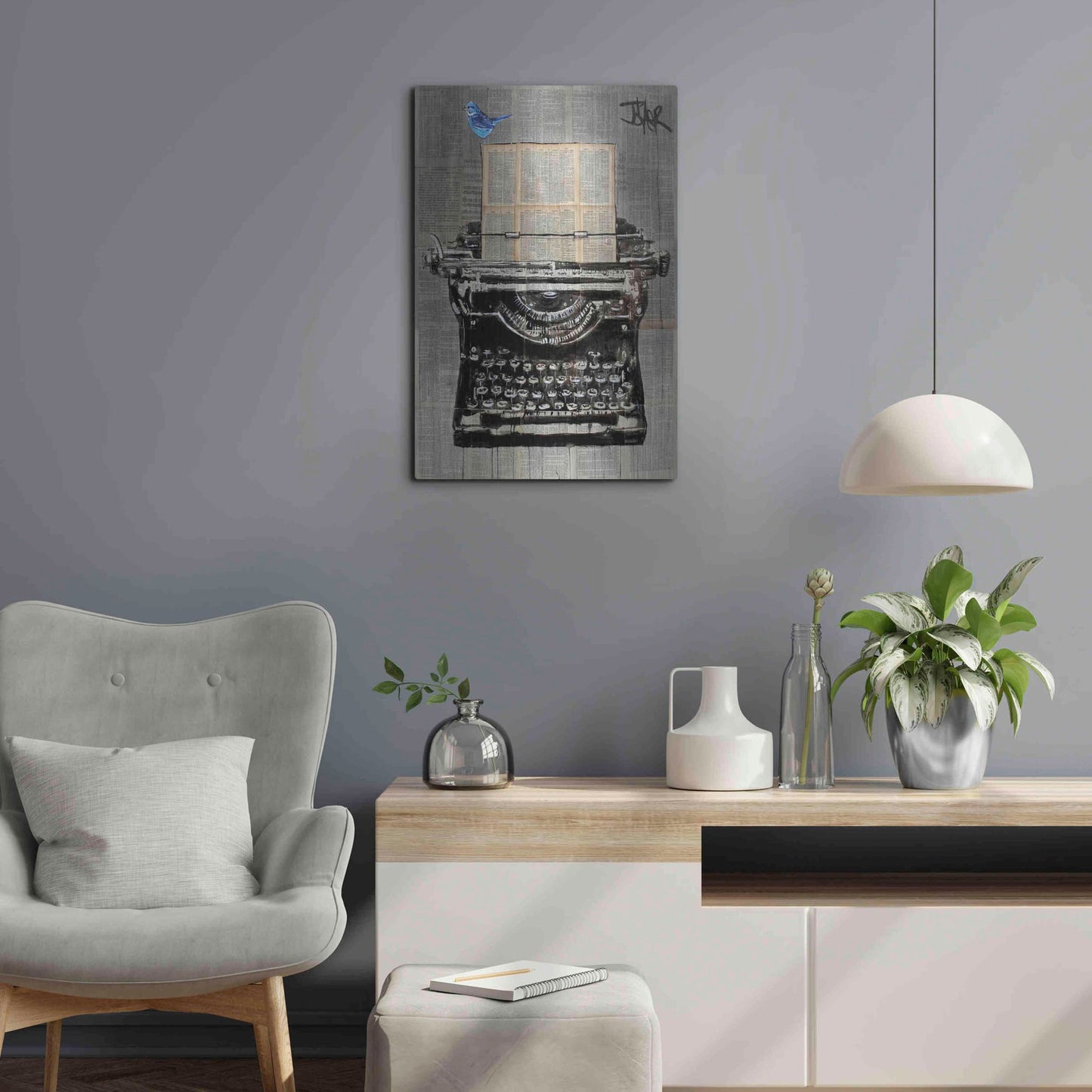 Luxe Metal Art 'The Writer' by Loui Jover, Metal Wall Art,16x24