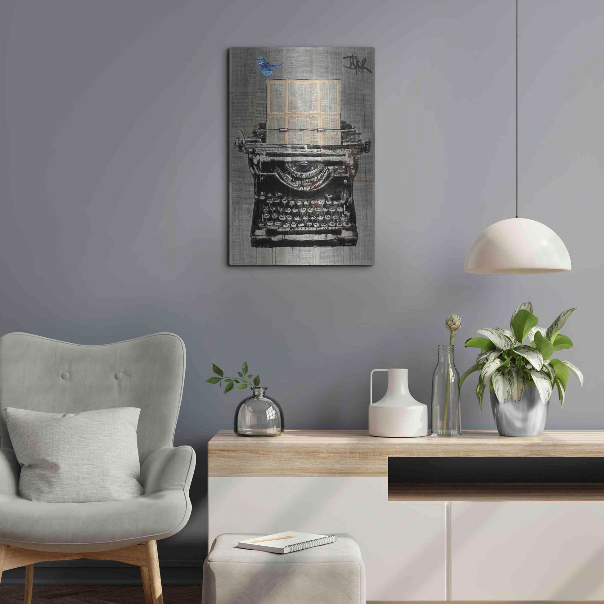 Luxe Metal Art 'The Writer' by Loui Jover, Metal Wall Art,16x24