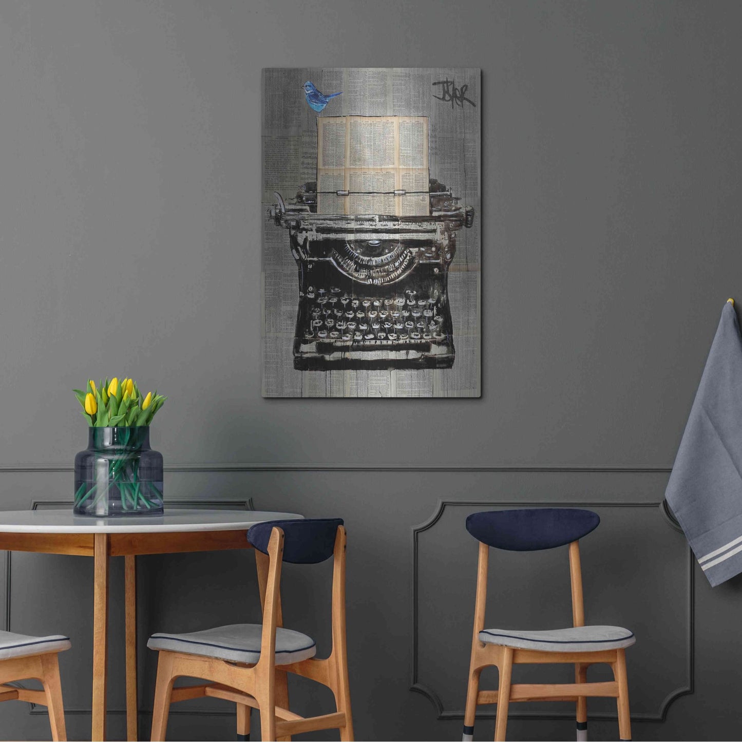 Luxe Metal Art 'The Writer' by Loui Jover, Metal Wall Art,24x36