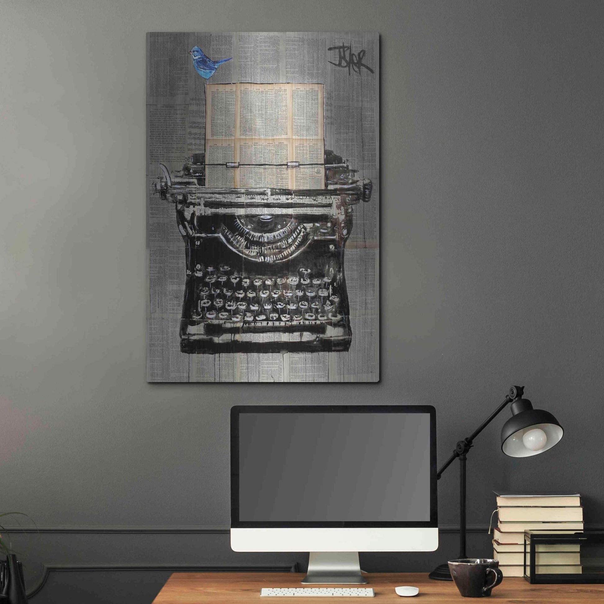 Luxe Metal Art 'The Writer' by Loui Jover, Metal Wall Art,24x36