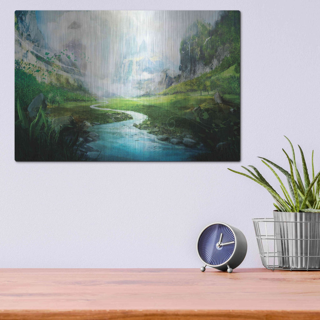 Luxe Metal Art 'Peaceful River' by Jonathan Lam, Metal Wall Art,16x12