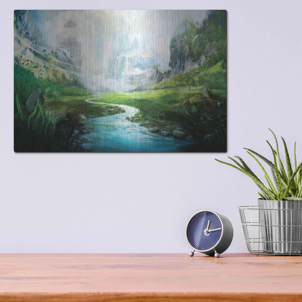 Luxe Metal Art 'Peaceful River' by Jonathan Lam, Metal Wall Art,16x12