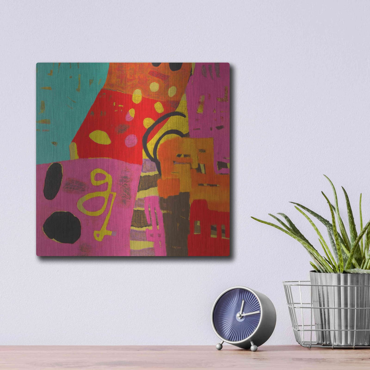 'Conversations in the Abstract 23' by Downs – Metal Wall Art, 12x12 room view