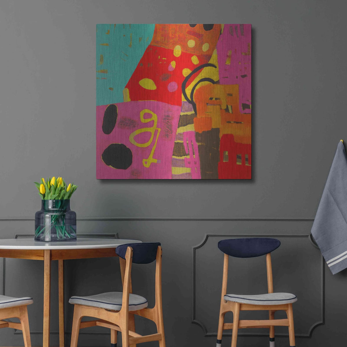 'Conversations in the Abstract 23' by Downs – Metal Wall Art, 36x36 room view