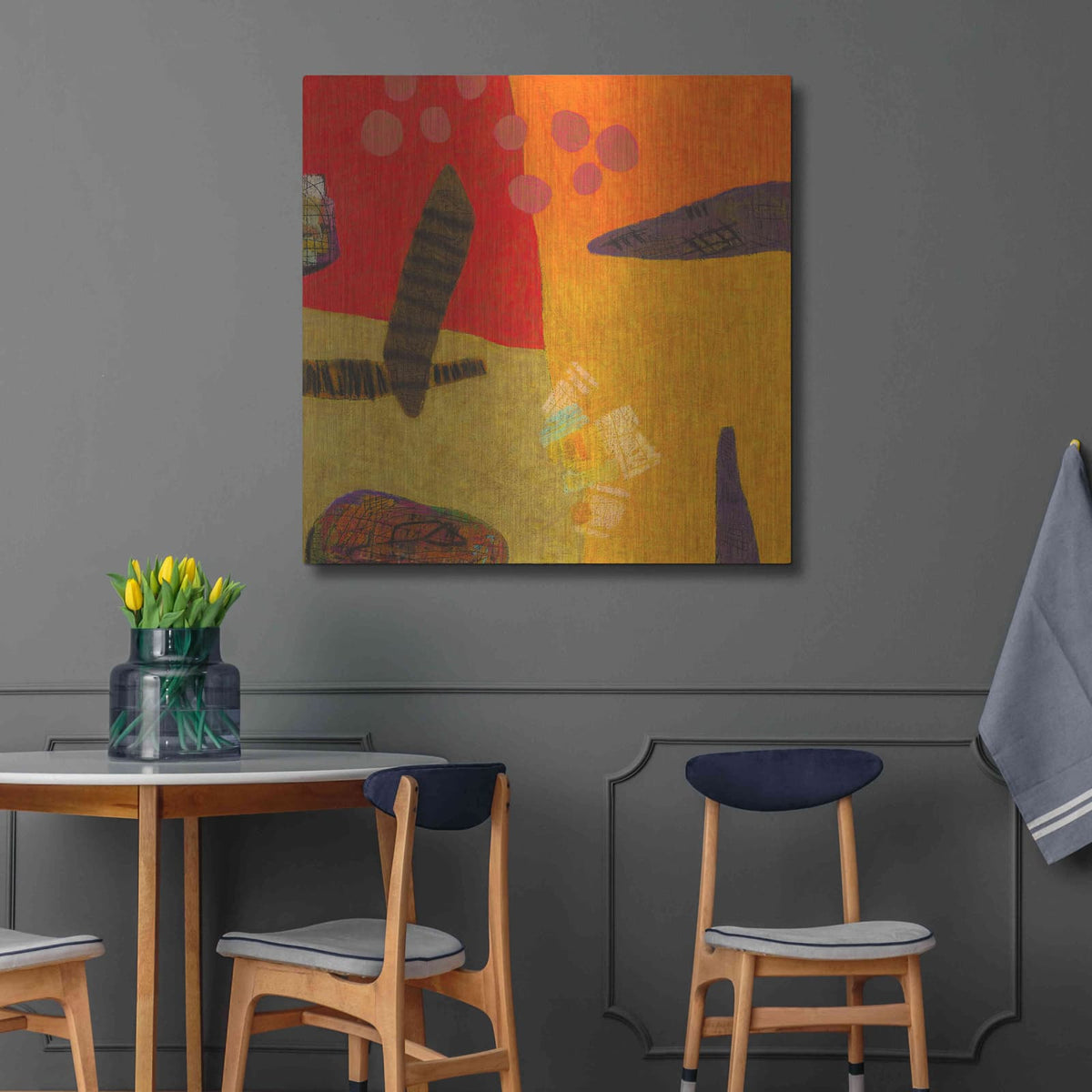 'Conversations in the Abstract 29' by Downs – Metal Wall Art, 36x36 room view