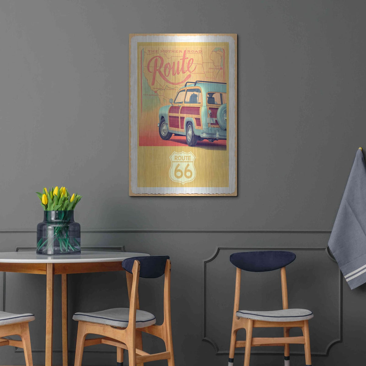 'Route 66 Vintage Travel' by Edward M. Fielding – Metal Wall Art, 24x36 room view
