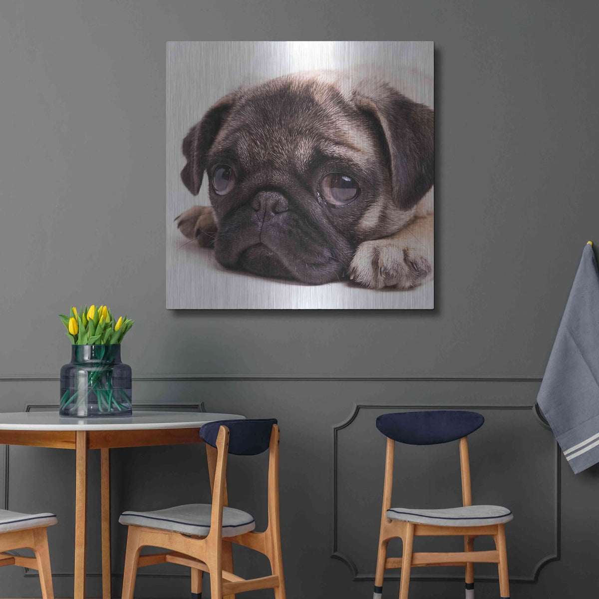 'Sad Sack Pug' by Edward M. Fielding – Metal Wall Art, 36x36 room view