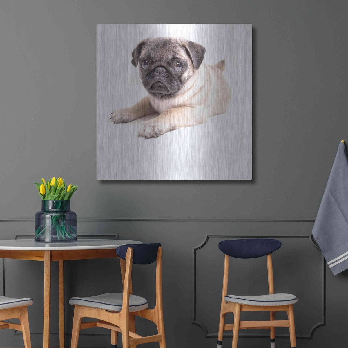 'Cute Pug Puppy' by Edward M. Fielding – Metal Wall Art, 36x36 room view
