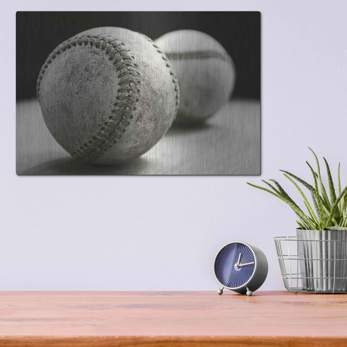 'Old Baseballs' by Edward M. Fielding – Metal Wall Art, 16x12 room view