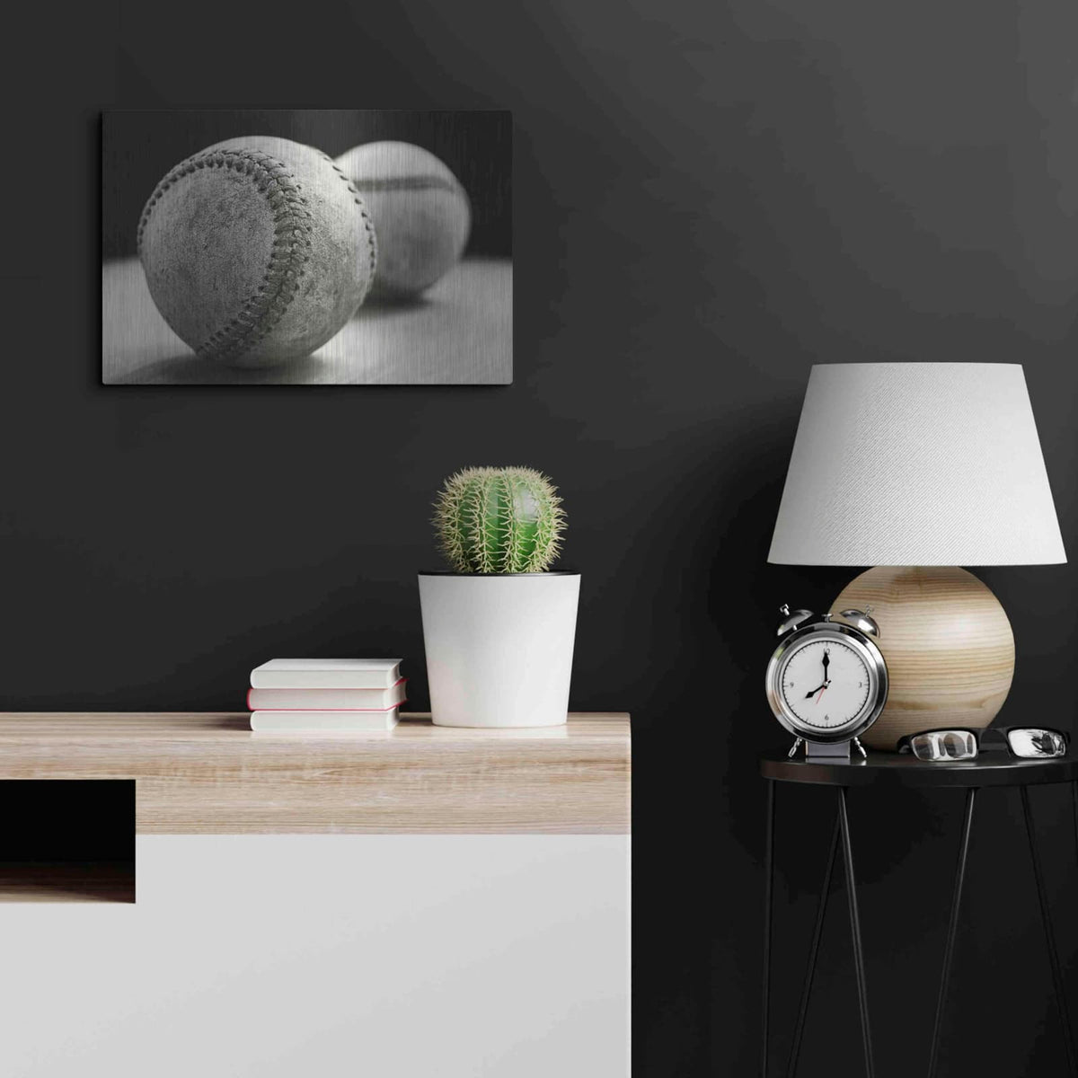 'Old Baseballs' by Edward M. Fielding – Metal Wall Art, 24x16 room view